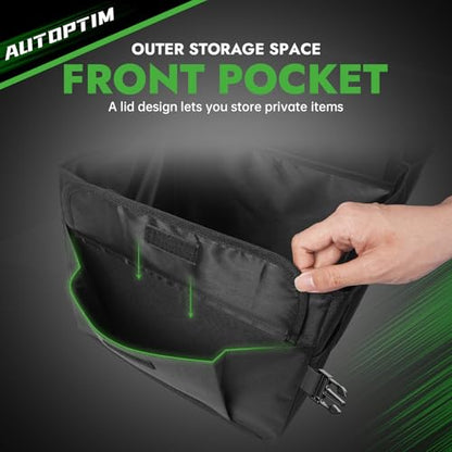AUTOPTIM Car Trunk Organizer - 85L Collapsible Car Organizer with Non Slip Bottom for Groceries, Trunk Storage with Base Panel for SUV Sedan Van, 3 Compartments (Black, Large) - size: Large