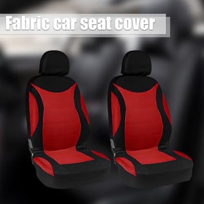 Car Front Seat Cover Set, Waterproof Vehicle Frontseat Protector with Removable Headrest, Washable Automotive Interior Seat Accessories, Universal Fit (Black/Red) - color: black/red
