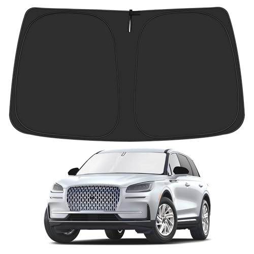 Windshield Sun Shade for 2020-2025 Lincoln Corsair Accessories, Foldable Window Sunshade Sun Visor Protector, Front Windshield Sunshade Sun Shield Blocks UV Rays Heat - size: Silver & Black-Fit 2020-2025 Lincoln Corsair