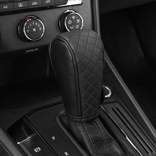 Cxtiy Gear Shift Knob Cover PU Leather Car Stick Shift Knob Cover Universal Fit for Most Cars, Non-Slip Gear Shifter Protector, Stylish Gear Shift Hoodie (Black) - color: Black