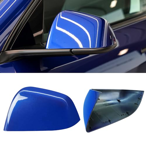 Jaronx Compatible with Tesla Model Y Side Mirror Cover Replacement 2020 2021 2022 2023 2024, Left Driver Side Door Wing Blue Rearview Mirror Cover Cap for Tesla Model Y Accessories - color: Blue, size: Left