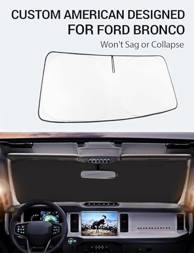 Proadsy 2026 Upgrade Windshield Sun Shade Custom Fit Ford Bronco 2/4-Door 2021-2025 2026 Foldable Front Sunshade Protector Blocks UV Rays Keep Car Cooler - size: Ford Bronco 2/4-Door 2021-2025 2026