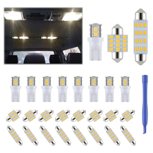 iFunyLED 24 Pieces Dome Light LED Car Interior Bulb Kit Set 194 T10 DE3175 578 31mm 42mm Bulbs Interior Replacement Lights for Car Map License Plate Door Side Marker Cornering Trunk Light - Warm White - color: Warm White
