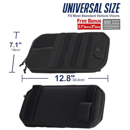 Hiseanllo Car Sun Visor Organizer, Multi-Pocket Visor Organizer Storage Pouch with Zippers, Elastic Bands & Glasses Clip, Car Visor Accessories