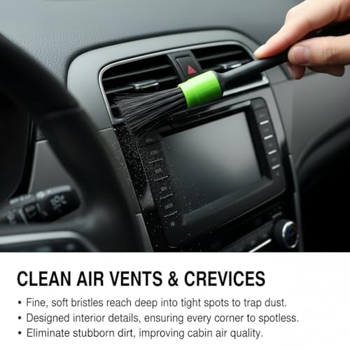 YKT Windshield Cleaner Tool, Car Interior Cleaning Kit & Car Detailing Kit with Car Detailing Brush and Microfiber Head for Car Wash Kit