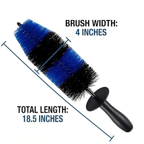 Wheel Rim Brush – Soft Bristle Long Handle Car Wheel Cleaning Brush for Deep Cleaning Rims, Tires, Wheels, Engine Bay, Exhaust Tips, Cars, Trucks, SUVs, Motorcycles - size: Wide Clean