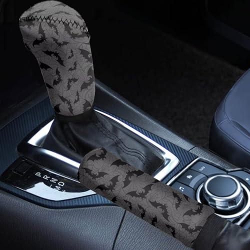 KEIAHUAN Black Bats Halloween Car Gear Shift Knob Cover & Handbrake Cover, Shifter 2 Piece Anti-Slip & Anti-Scratch Vehicel Knob Gear Stick Covers Universal Fit for Sedan/SUV/Truck - color: Black Bats