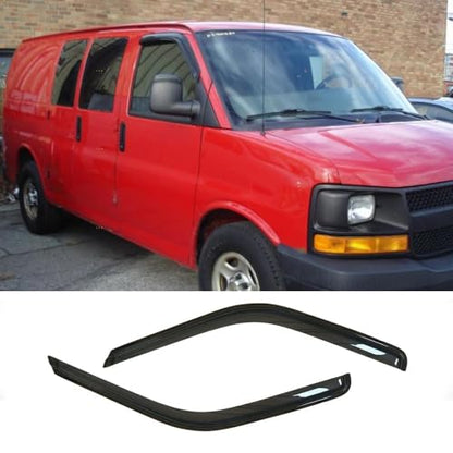 Side Window Visors Wind Deflector Set fit for 96-20 Chevrolet Express/GMC Savana 1500/2500/3500 Van 03-09 Kodiak/Topkick C4500/C5500, 2pcs Out-Channel Nice Rain Guards 92455 - size: 96-20 Express/Savana/Kodiak/Topkick