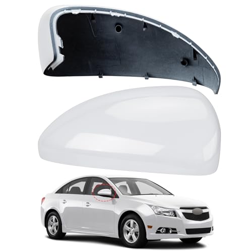 Passenger Side Mirror Cover Replacement for Chevrolet Chevy Cruze 2009 2010 2011 2012 2013 - Right Side Mirror Covers, Rear View Mirrors Cap Accessories White