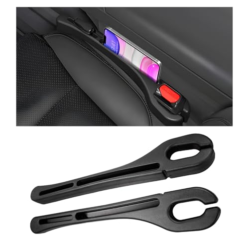 2 PCS Car Seat Gap Filler, Multifunctional Side Seat Gap Stopper Organizer with Phone Holder, Automotive Crevice Blocker Plug Between Seats Console to Prevent Dropping (Black) - color: Black