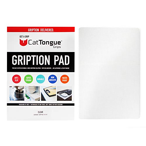 CatTongue Grips Non-Adhesive Anti-Slip Mat - Multi-Purpose Non-Slip Pad for Countertops, Desks, Tables & Workspaces - Ideal Desk Mat, Drawer Liner, Laptop Pad & More (Clear, 8” x 12”) - color: Clear