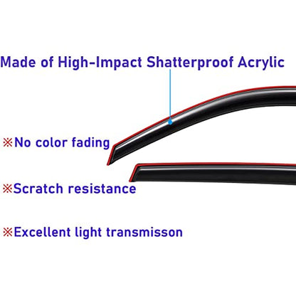 Lightronic Extra Durable Clip-on in-Channel Auto Vent Window Visor, Fits 2017-2022 Honda CR-V (CRV), UV Protection Rain Guard, Original Wind Deflector, No-Drill Easy Install, Dark Smoke, 4-Pcs