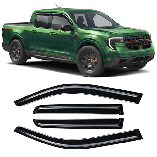 Rain Guards Compatible with Ford Maverick 2022 2023 2024 2025 2026, Tape-on Durable Side Window Visors Wind Deflectors 2022-2026 Maverick Rain Guard Black 4 PCS - size: 2022-2025 Ford Maverick (Tape-On)