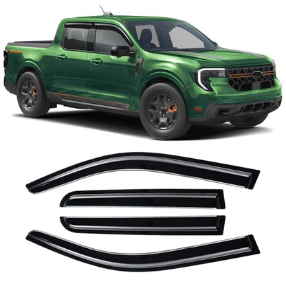 Rain Guards Compatible with Ford Maverick 2022 2023 2024 2025 2026, Tape-on Durable Side Window Visors Wind Deflectors 2022-2026 Maverick Rain Guard Black 4 PCS - size: 2022-2025 Ford Maverick (Tape-On)