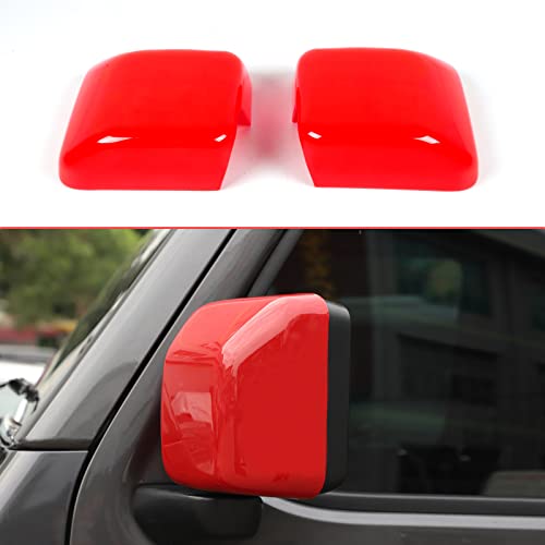 Rearview Mirror Cover Trim Shell Kit Car Rear View Mirror Exterior Decoration Accessories for Jeep Wrangler JL JLU 2018-2022 & Gladiator JT (Red) - color: Red