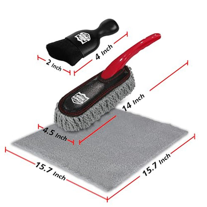 Car Detailing Kit - 3 Packs: Car Duster, Interior Cleaning Brush, Microfiber Towels | Detail Tools - color: Detailingbrushset