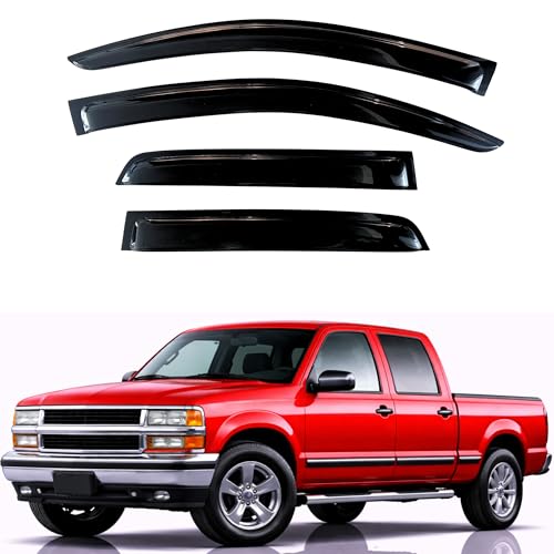 KPY Rain Guards Fit for 1992-2000 Chevrolet/GMC C/K 1500/2500/3500 Crew Cab, Out-Channel Window Visors Vent Deflector 4PC, 1995-2000 Chevy Tahoe/GMC Yukon, 1999-2000 GMC Yukon Denali/Cadillac Escalade - size: 1992-2000 C/K Crew Cab