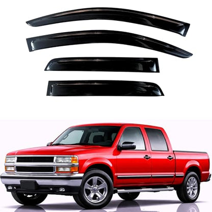 KPY Rain Guards Fit for 1992-2000 Chevrolet/GMC C/K 1500/2500/3500 Crew Cab, Out-Channel Window Visors Vent Deflector 4PC, 1995-2000 Chevy Tahoe/GMC Yukon, 1999-2000 GMC Yukon Denali/Cadillac Escalade - size: 1992-2000 C/K Crew Cab