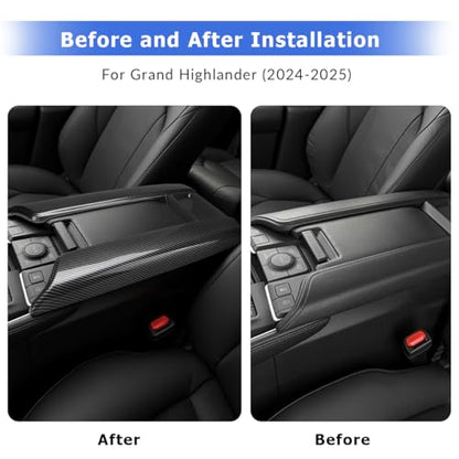 INTGET Armrest Box Trim Cover for 2026 Toyota Grand Highlander Accessories 2024 2025 ABS Carbon Fiber Center Console Storage Box Panel (Armrest Lid Cover, Carbon Fiber Pattern) - color: Armrest Lid Cover