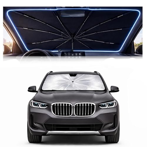 2026 Upgraded Car Windshield Sun Shade Umbrella - Custom-Fit for BMW X3 2018-2024 Umbrella Sunshade,Easy Install,UV Protection & Heat Reflective,Keep Interior Cooler with Storage Bag - size: For BMW X3 2018-2024