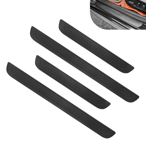 4PCS Car Door Sill Protector, Anti-Scratch Door Edge Guards Protector, Rubber Car Door Sills Scratch Protection, Universal Auto Threshold Pedal Edge Protector Strip (Black, Width 1.69") - color: Black, size: width 1.69"