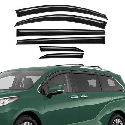Rain Guards Compatible with Toyota Sienna 2021 2022 2023 2024 2025 2026, Tape-On Extra Durable Side Window Visor Deflectors 2021-2026 Sienna Rain Guard Black 6 PCS - size: Fit for Toyota Sienna 2021-2026