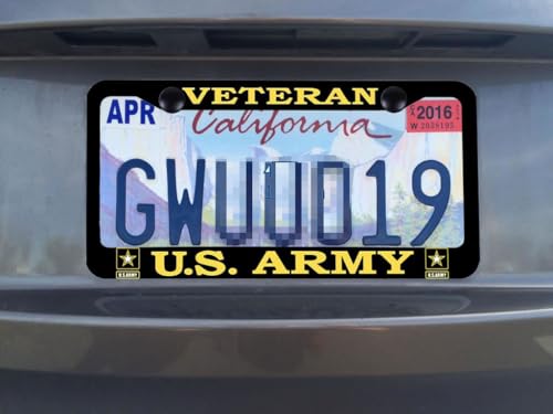 2 PCS for US Army Veteran License Plate Frames,Matte Black Aluminum Veteran License Plate Holder License Plate - color: AM-VE, size: 2pcs