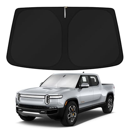 KUST Windshield Sun Shade for Rivian R1T R1S Accessories 2022-2025 2026 Sunshade Window Sun Visor Protector Foldable Blocks UV Rays Keep Your Car Cooler - size: FOR | Rivian R1T 2022-present