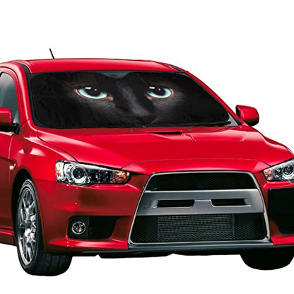 Black cat Eyes Car Windshield Sunshade Front Window Sun Visor Protector Foldable Shield Cover for Truck SUV - color: Black11