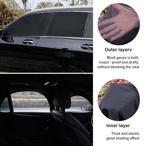 4PCS Car Window Shades with Zipper,Breathable Car Window Cover Baby Window Shades for Car,Camping Essentials Side Window Sun Shade for Privacy Protection Fits Most Cars - color: front and rear windows/4pcs