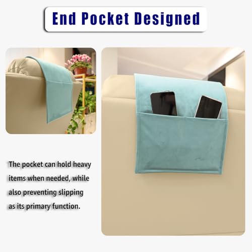 Velvet Recliner Head Pillow with Non-Slip Base - Adjustable Neck Support for Pain Relief in Home, Office and Travel (Light Blue) - color: Light Blue