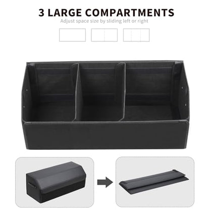 AUTOARK Leather Car Trunk Organizer,Durable Collapsible Adjustable Compartments Cargo Storage,Extra Large Capacity,AK-151 - size: L 29.5" x W 12.2" x H 11.5"