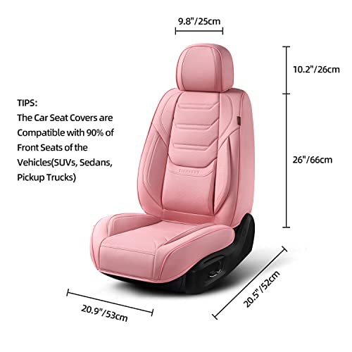 TIEHESYT Car Seat Covers Full Set, Breathable Leather Automotive Front and Rear Seat Covers, Car Seat Protectors Full Set, Compatible with Most Vehicles, SUV (Cute Pink, Front Pair and Rear) - color: Cute Pink, size: Front Pair and Rear Headrestless