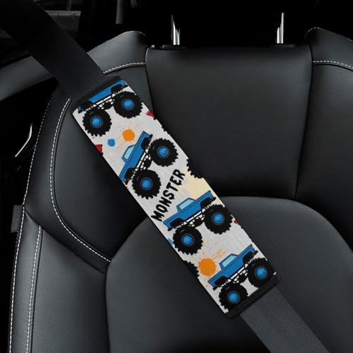 Fashion Car Seat Belt Covers Soft Cushion Pad Car Shoulder Strap Harness Pad Grunge Monster Truck Car Art - color: Color846