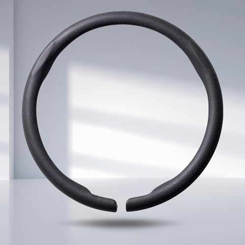 Steering Wheel Cover Thin Car Steering Wheel Accessories Universal Snap On Protector, Black - color: Black Perforated