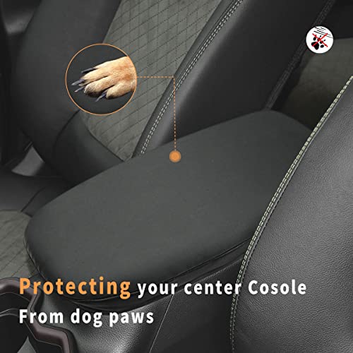 INTGET Center Console Armrest Cover for Toyota RAV4 Accessories 2025 2024 2023 2022 2021 2020 2019 Leather Middle Console Lid Cover Arm Rest Covering Car(Black with Cushion Flat) - color: black with cushion flat
