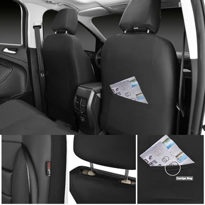CAR PASS Leather Seat Covers Full Set Universal Water Resistant 3D Foam Back Support, Luxury Comfort Automotive 5 Seat Covers All Season Fit for SUV,Sedan,Van, Airbag Compatible Elegance(Pure Black) - color: All Black