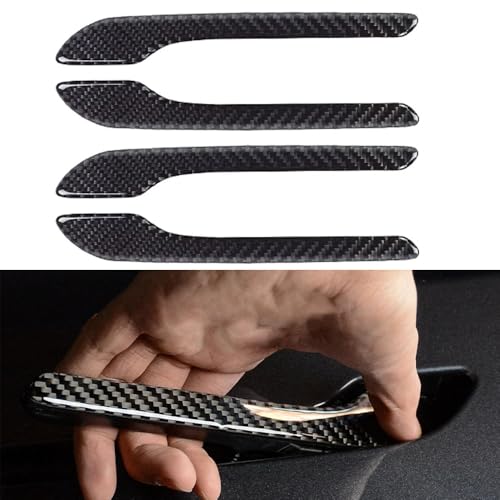 Real Carbon Fiber Door Handle Covers for Tesla Model 3/Y (2017-2025) - 4PCS Glossy Carbon Fiber Handle Protector & Trim Accessorie with Drip - color: bright black 4pcs