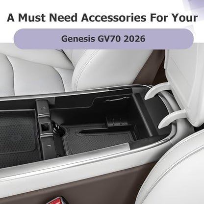 LUWU 2026 Genesis GV70 Center Console Organizer Compatible with Genesis GV70 2026 Accessories Armrest Console Storage Box Insert Tray Secondary Insert Tray ABS Material Coin Container Black - color: 2026 Genesis GV70
