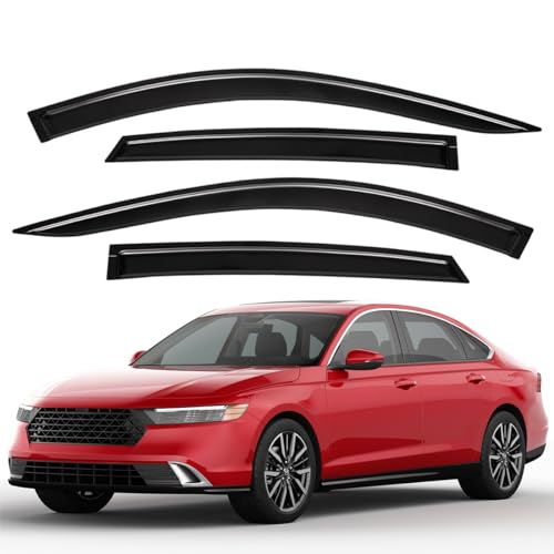 Lightronic Extra Durable Outside-Mount Auto Vent Window Visor, Fits 2023-2025 Honda Accord Sedan, UV Protection Rain Guard, Original Wind Deflector, No-Drilling Easy Installation, Dark Smoke, 4-Pcs