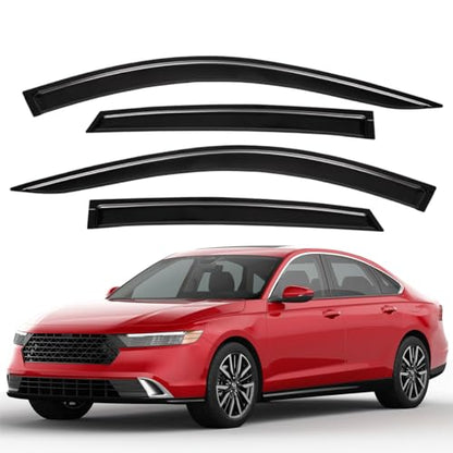Lightronic Extra Durable Outside-Mount Auto Vent Window Visor, Fits 2023-2025 Honda Accord Sedan, UV Protection Rain Guard, Original Wind Deflector, No-Drilling Easy Installation, Dark Smoke, 4-Pcs