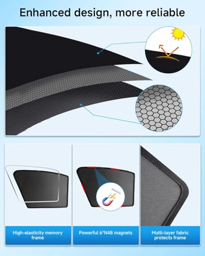 Car Window Shade for Ford F150 2021-Now,2 Pack UV & Glare Protection, Breathable Privacy Screen, Insect & Bug Blocker Magnetic Mesh Side Rear Sun Shades for Baby Camping, Napping & Travel - size: 2pc for Ford F150 (2021-now)