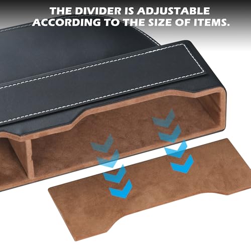 2-Pack Black Obsidian Car Seat Gap Filler - Premium Leather Wrapped Wood Organizer with Flocked Finish Universal Fit for Car SUV Truck Anti-Drop Console Side Storage Interior Accessories