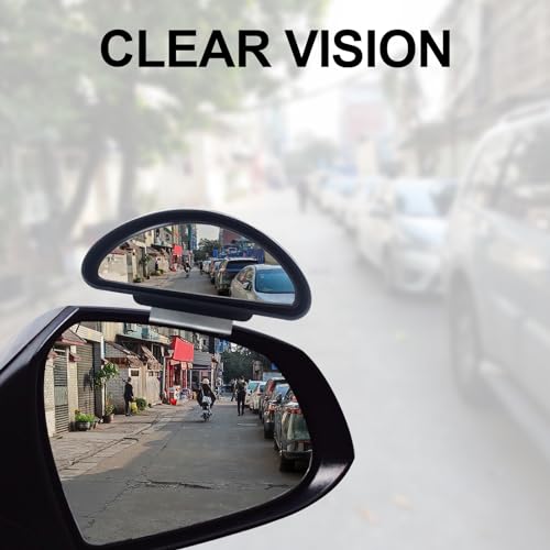 Blind Spot Mirror Adjustable 360 Degree Car Side Mirror, HD Glass Rear View Mirror Exterior Accessories for Car SUV Frame Thickness Less than 5MM - style: Single (Clamp Mount)