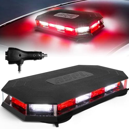ASPL 16.5 Inch Roof Top Beacon Emergency Strobe Light - 56 LED Magnetic Warning Caution Bar for Traffic Hazard Plow - Trucks Vehicles Construction Snowplow (Red/White) - color: Red/White
