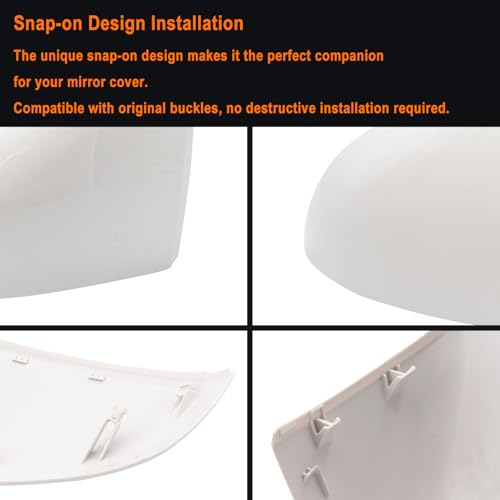 Left Driver Side Replacement Mirror Cover Compatible with Kia K5 Optima 2021 2022 2023 2024 2025 2026 Exterior Door Side Rearview Mirror Cap Cover With Turn Signal Light Pearl (White) - size: Left White