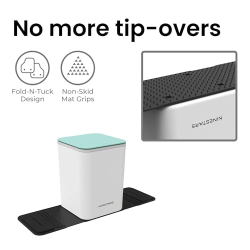 Ninestars Mini Car Trash Can with Press Lid, 3L / 0.79 Gallon Small Garbage Bin, Foldable Leak-Resistant Design with Weighted Non-Slip Base for Car Floor & Center Console (White & Green) - color: White & Green