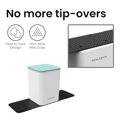 Ninestars Mini Car Trash Can with Press Lid, 3L / 0.79 Gallon Small Garbage Bin, Foldable Leak-Resistant Design with Weighted Non-Slip Base for Car Floor & Center Console (White & Green) - color: White & Green