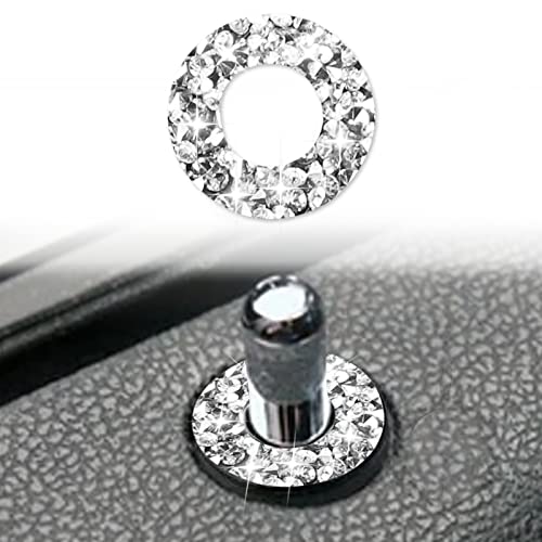Toworldit Interior Accessories Bling Crystal Rhinestone Dashboard Decoration Cover Trim Sticker Compatible with Dodge Challenger 2015-2023 (4pcs/Set Door Bolt Trim Ring) - color: 4pcs/Set Door Bolt Trim Ring
