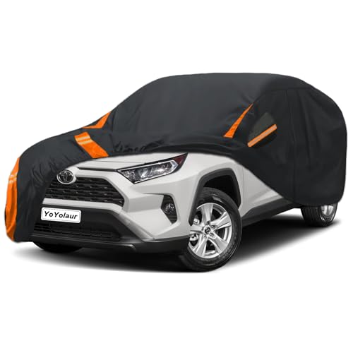 10-Layer for Toyota RAV4 Car Cover Waterproof All Weather for Automobiles, Outdoor Full Cover Soft Cotton Lining Rain Snow UV Protection with Door Zipper, Fit for Toyota RAV4 2006-2025 - size: Custom Fit for Toyota RAV4